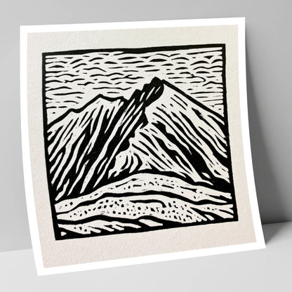 Monochrome Helvellyn Ridges lake district fell art print