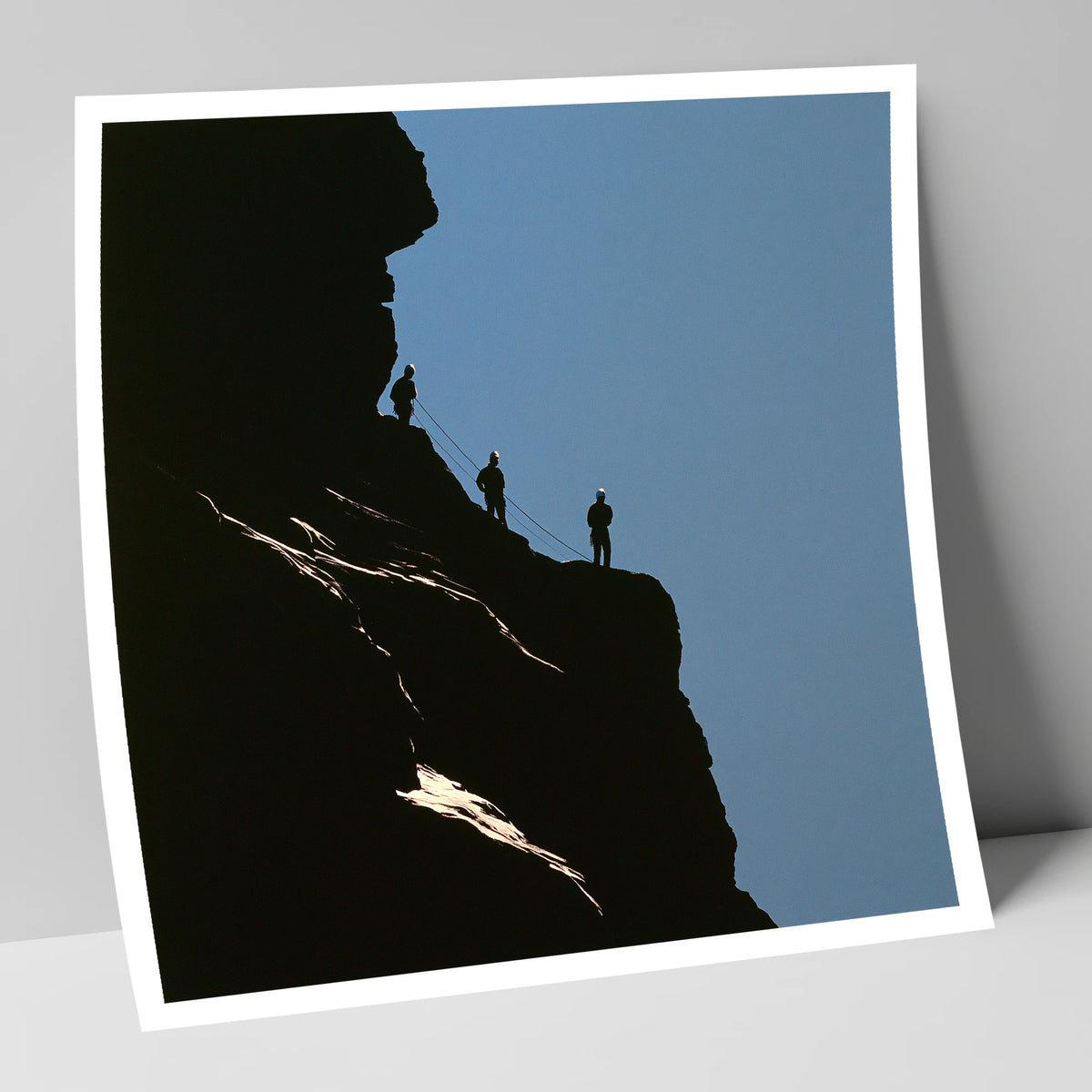 Silhouetted Climbers on a Crag lake district walking art print