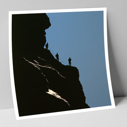 Silhouetted Climbers on a Crag lake district walking art print