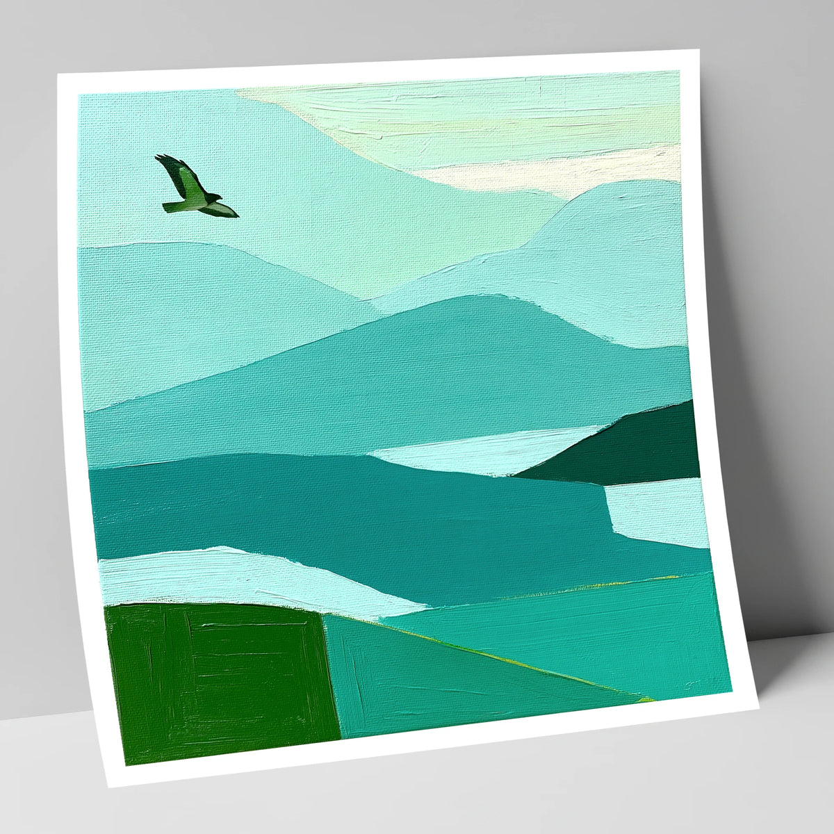 Buzzard Over Teal Fells lake district wildlife art print