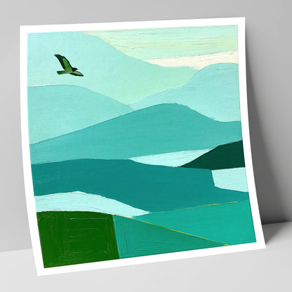 Buzzard Over Teal Fells lake district wildlife art print