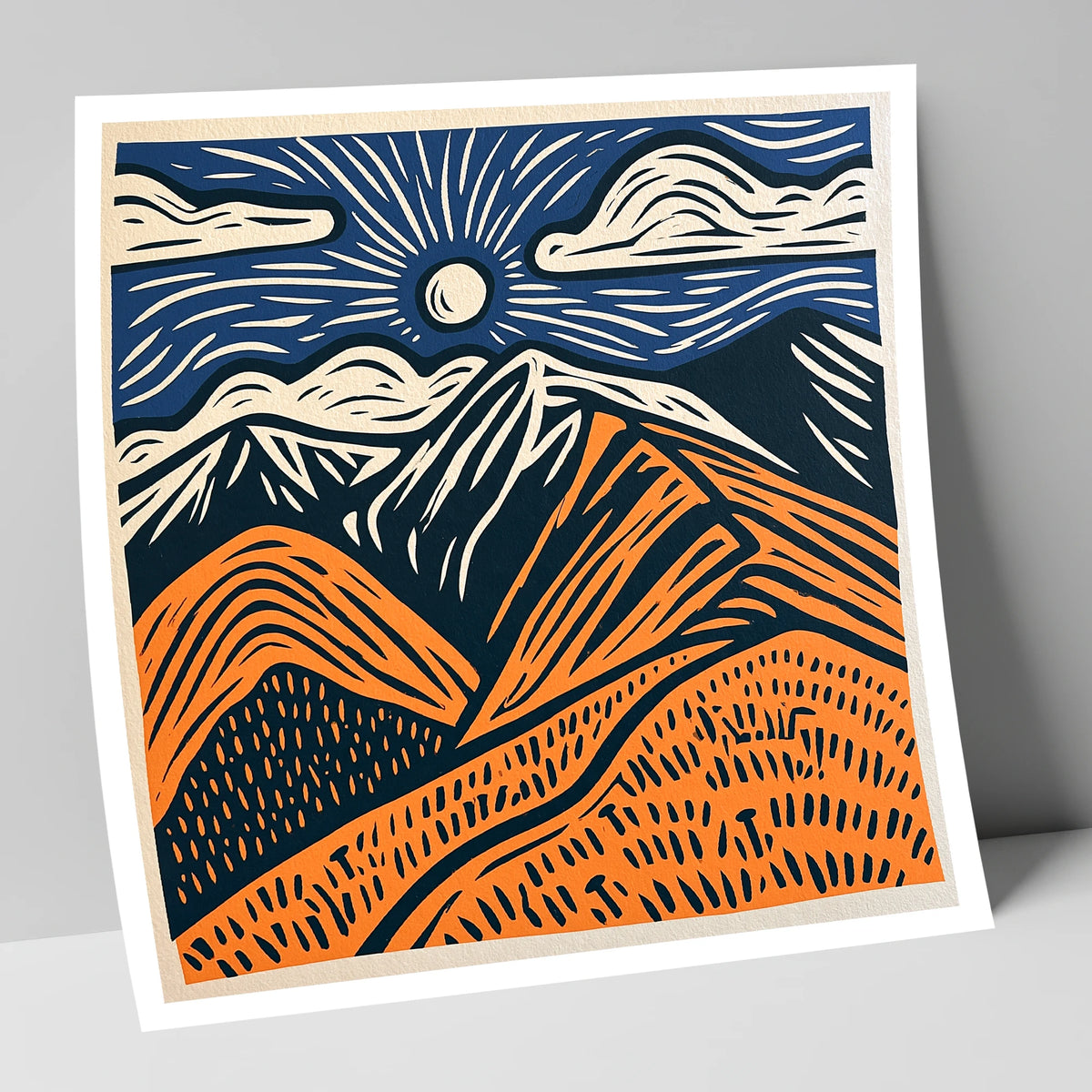 Blencathra in Terracotta and Navy lake district fell art print