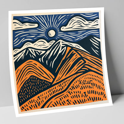 Blencathra in Terracotta and Navy lake district fell art print