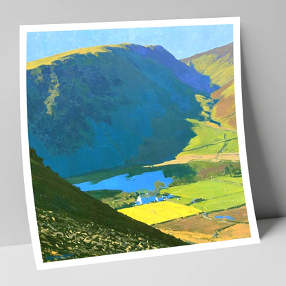 High Seat Over Vibrant Fields lake district fell art print