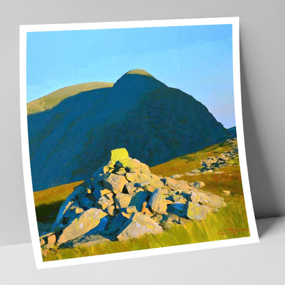 Sunlit Cairn Below Brandreth Peak lake district fell art print
