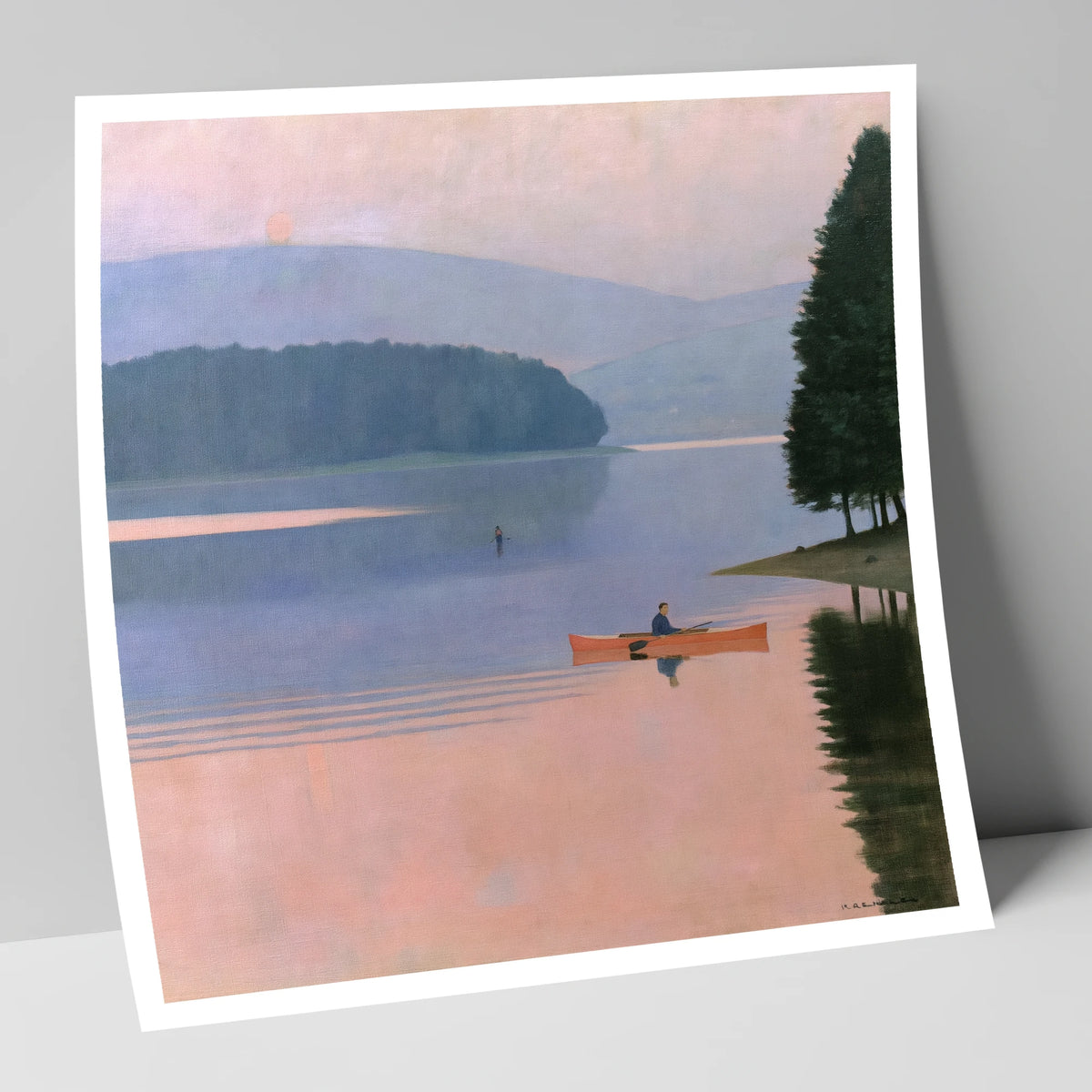 Sunrise Kayak on Pastel Waters lake district walking art print