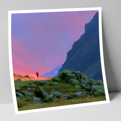 Fell Walker Beneath Vivid Skies lake district walking art print