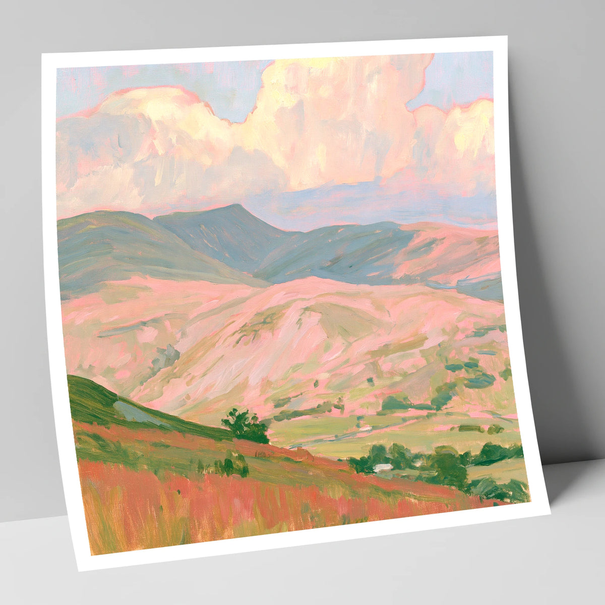 Pastel Light on Rolling Fells lake district fell art print