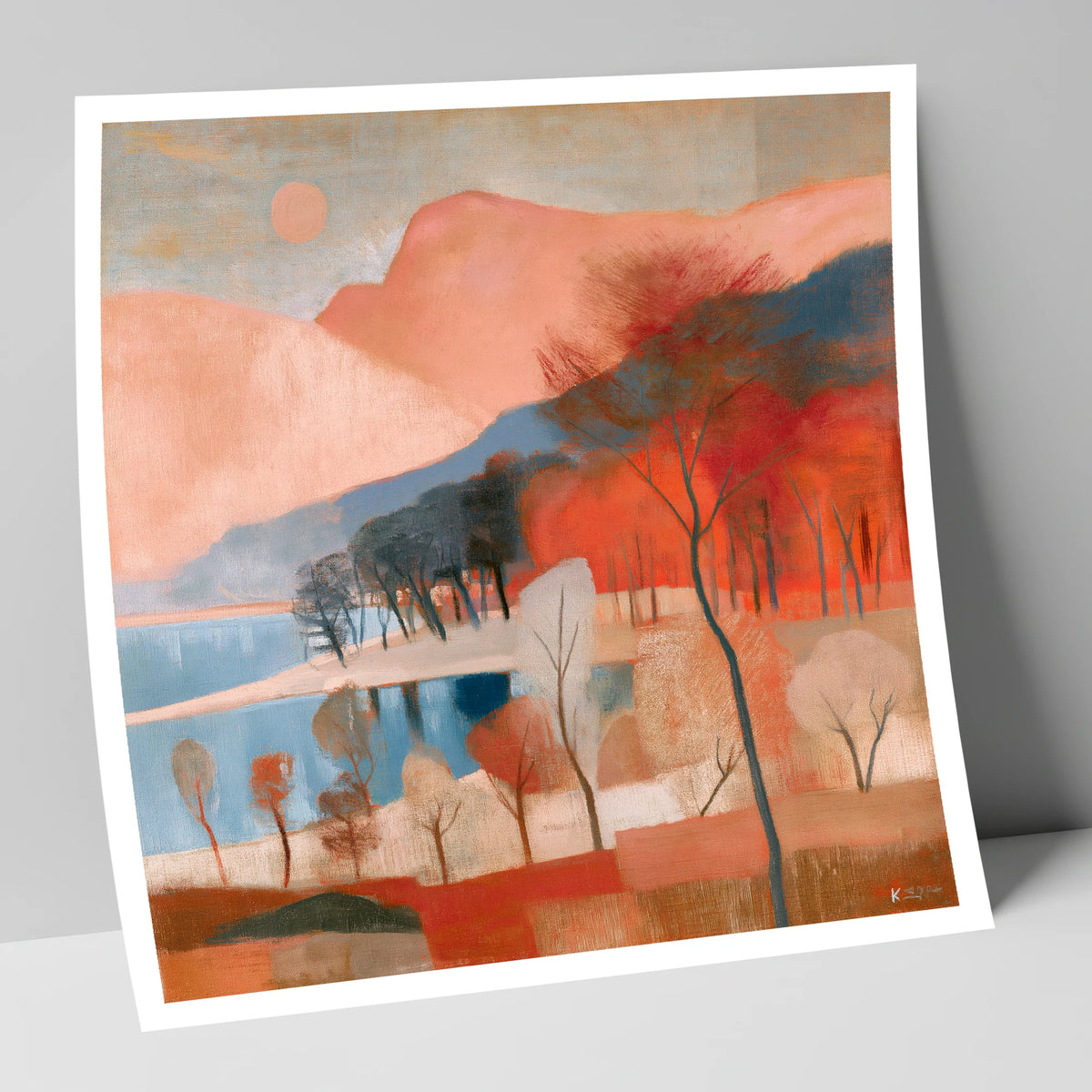 Terracotta Fells and Slate Lake lake district lake art print
