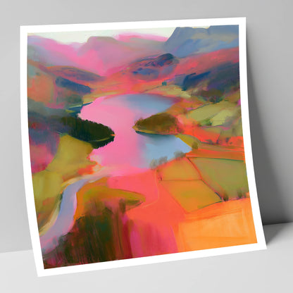 Vivid Elter Water from Above lake district lake art print