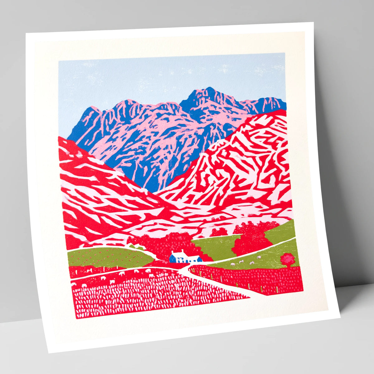 Vibrant Great Langdale Fells lake district valley art print