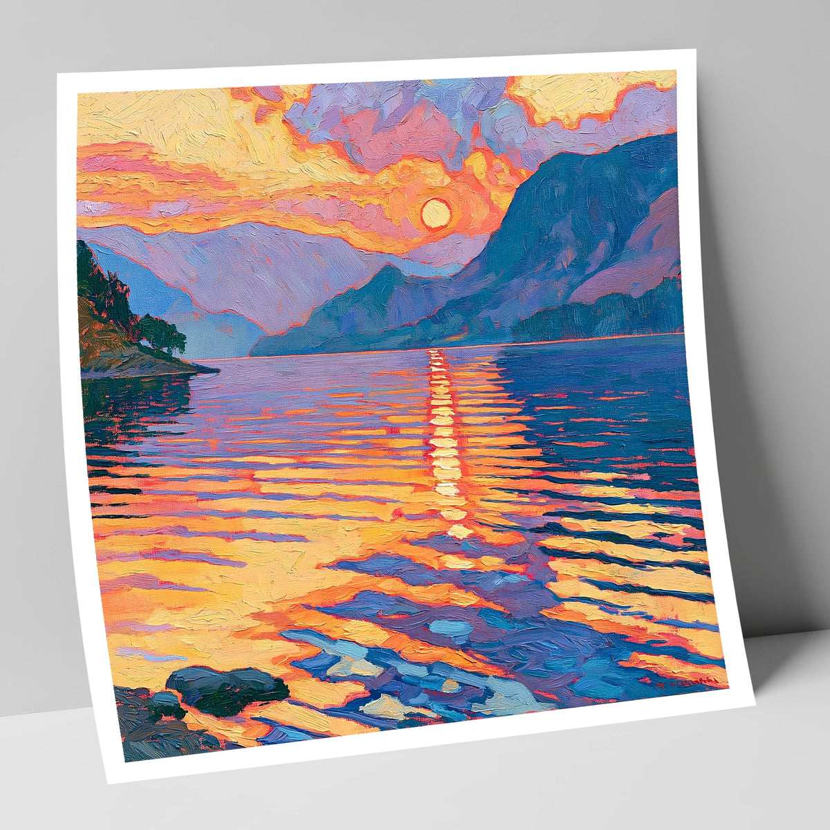 Golden Sunset Reflected on the Lake lake district lake art print