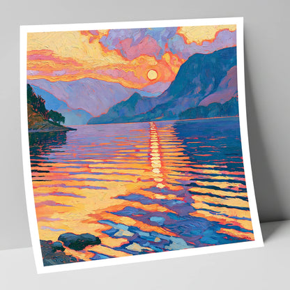 Golden Sunset Reflected on the Lake lake district lake art print