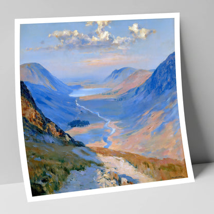 Sunlit Valley Trail from Haystacks lake district fell art print