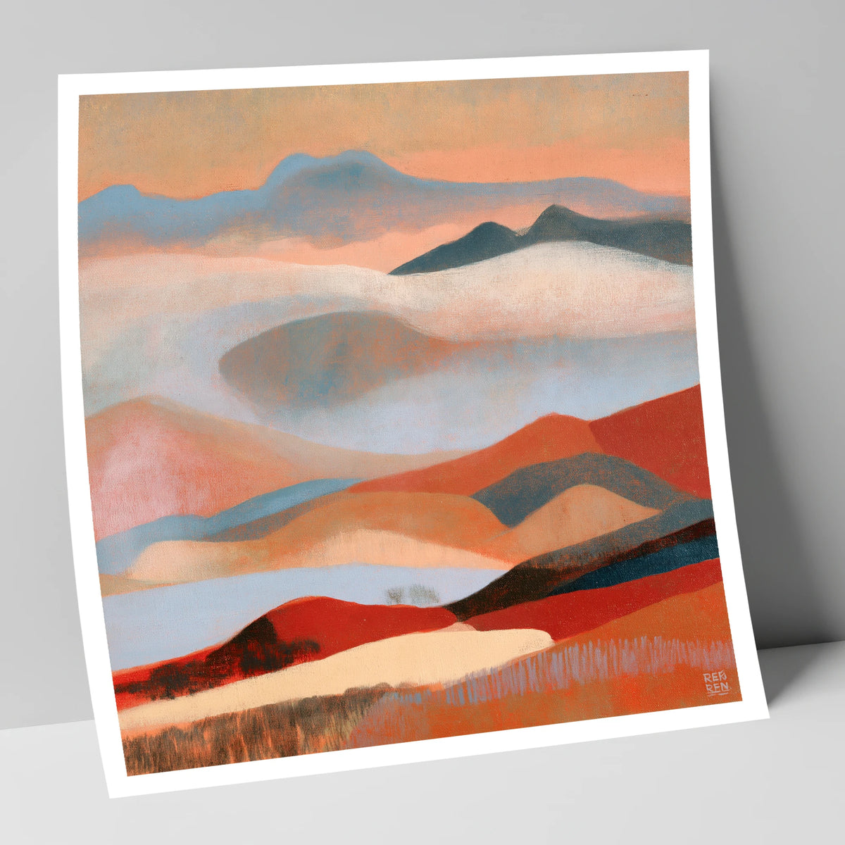 Rolling Terracotta Fells Under Cloud lake district fell art print