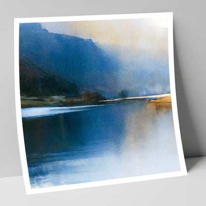 Indigo Fells and Lake Mist lake district lake art print