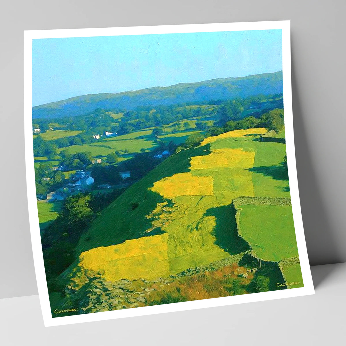 Sunlit Patchwork on Baystones Ridge lake district fell art print
