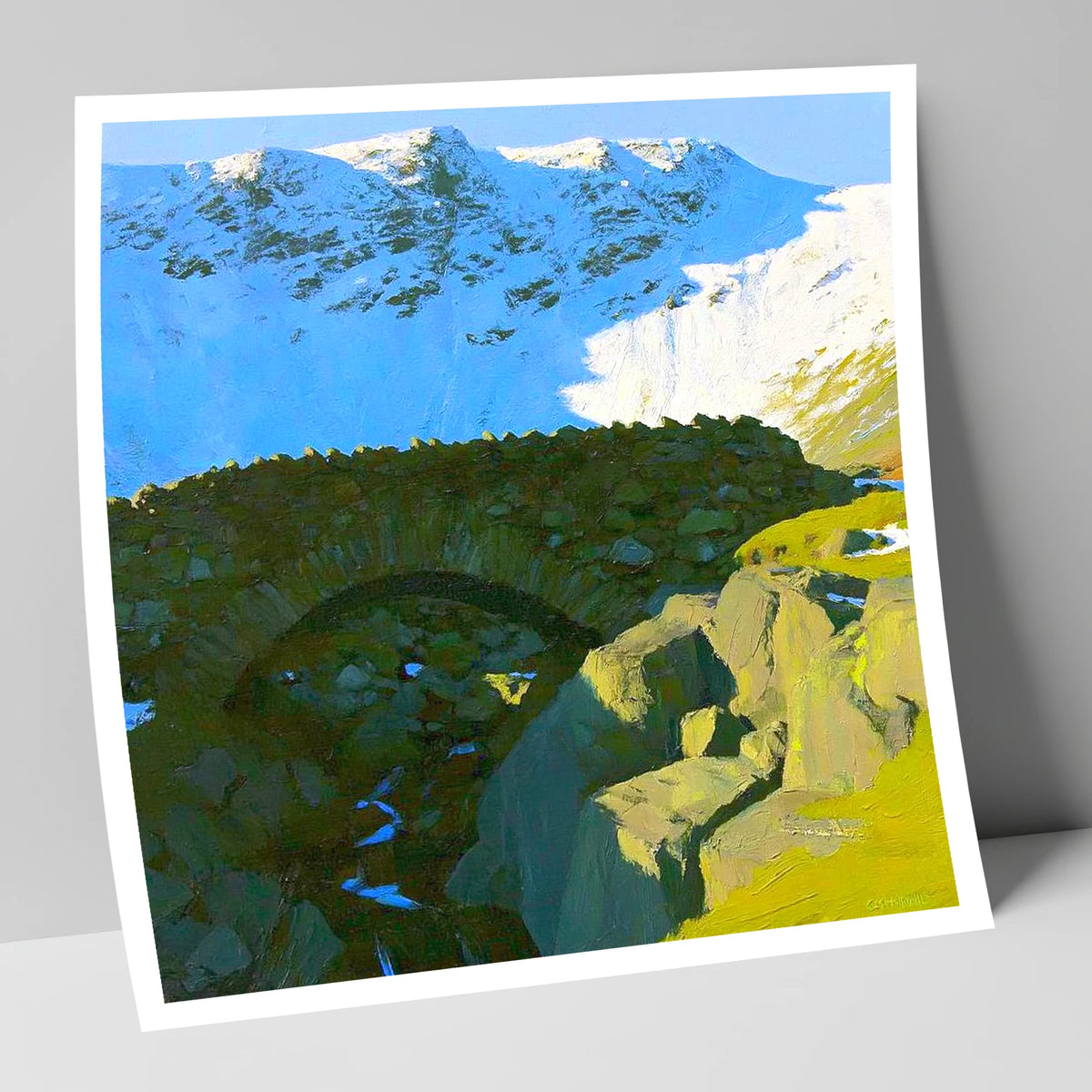 Allen Crags Winter Stone Bridge lake district fell art print