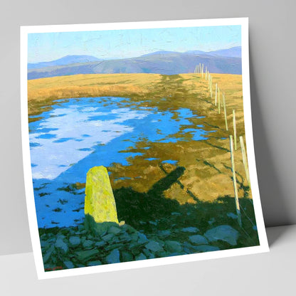 Sunlit Frozen Pool on Ullscarf lake district fell art print