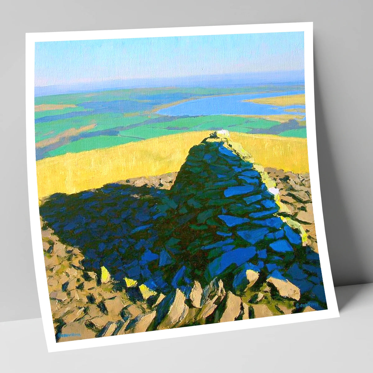 Vibrant Brae Fell Stone Cairn lake district fell art print