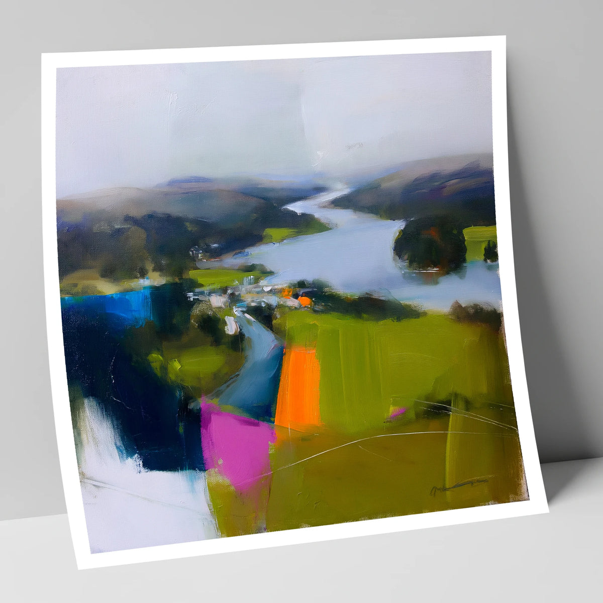 Vibrant Ambleside Lake View lake district village art print