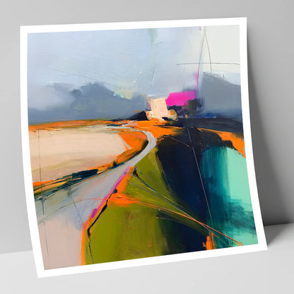 Mountain Pass Vivid Abstract lake district valley art print