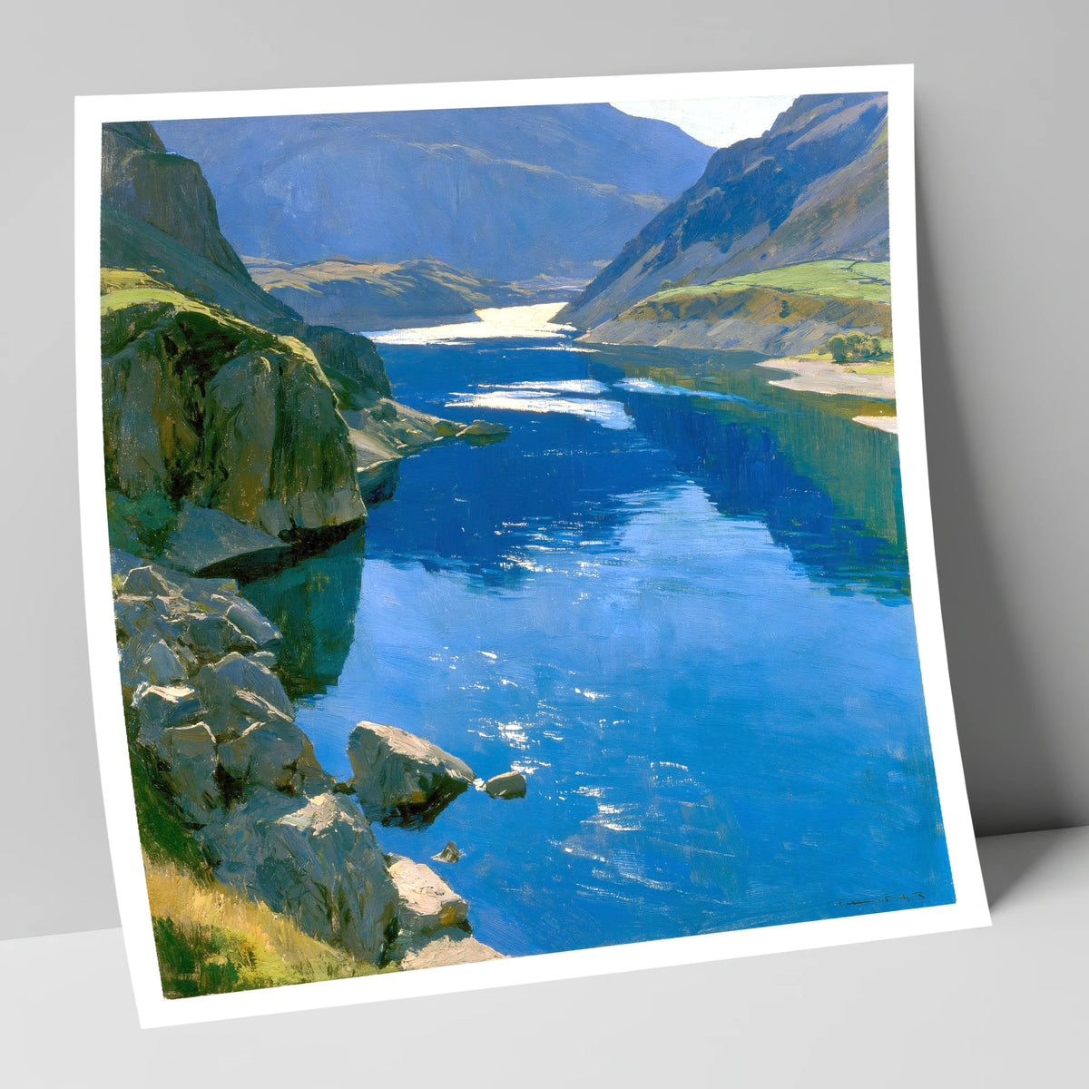 Brilliant Blue Lake and Fells lake district lake art print