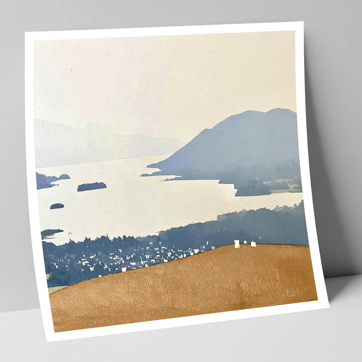 Misty Derwentwater from Latrigg lake district village art print