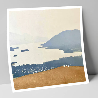 Misty Derwentwater from Latrigg lake district village art print