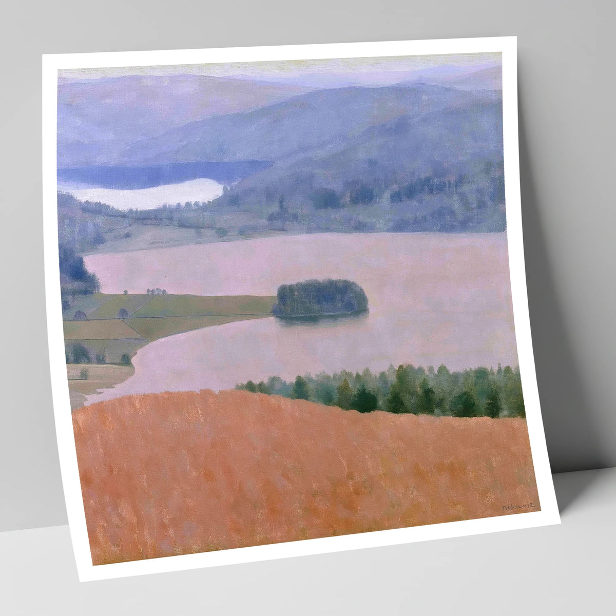 Grasmere Lake in Dusky Pink lake district lake art print