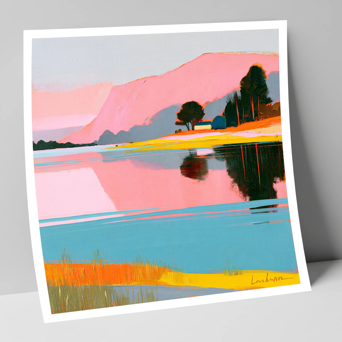 Still Lake and Pink Fells lake district lake art print