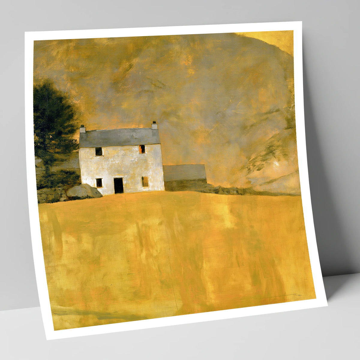 Stone Cottage in Golden Ochre lake district village art print