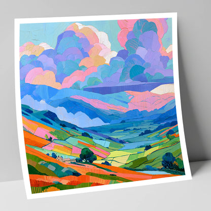 Colourful Fells Under Storm Clouds lake district sky art print