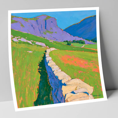 Vibrant Valley Drystone Wall lake district valley art print