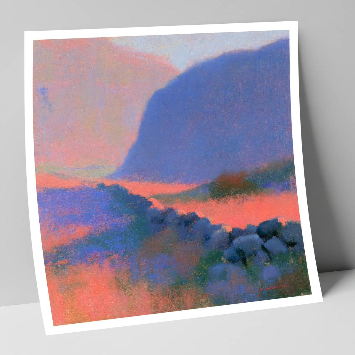 Drystone Wall in Twilight Valley lake district valley art print