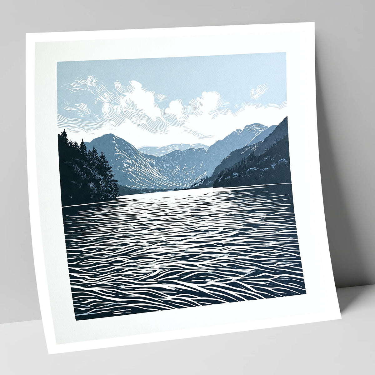 Crummock Water in Deep Navy lake district lake art print