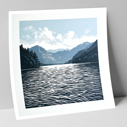 Crummock Water in Deep Navy lake district lake art print