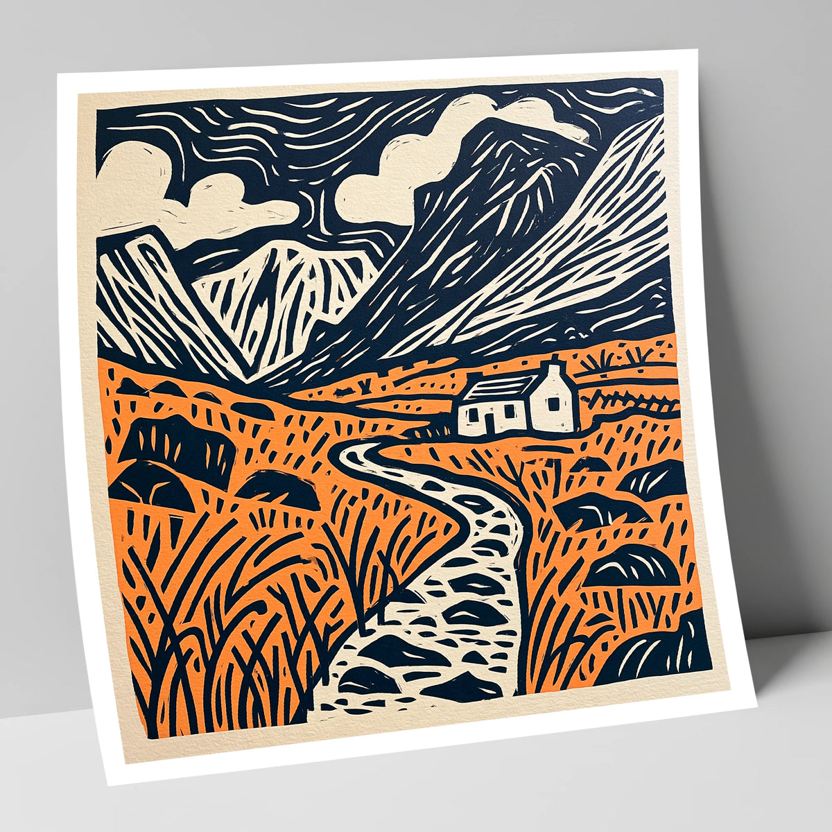 Eskdale Cottage and Navy Fells lake district valley art print