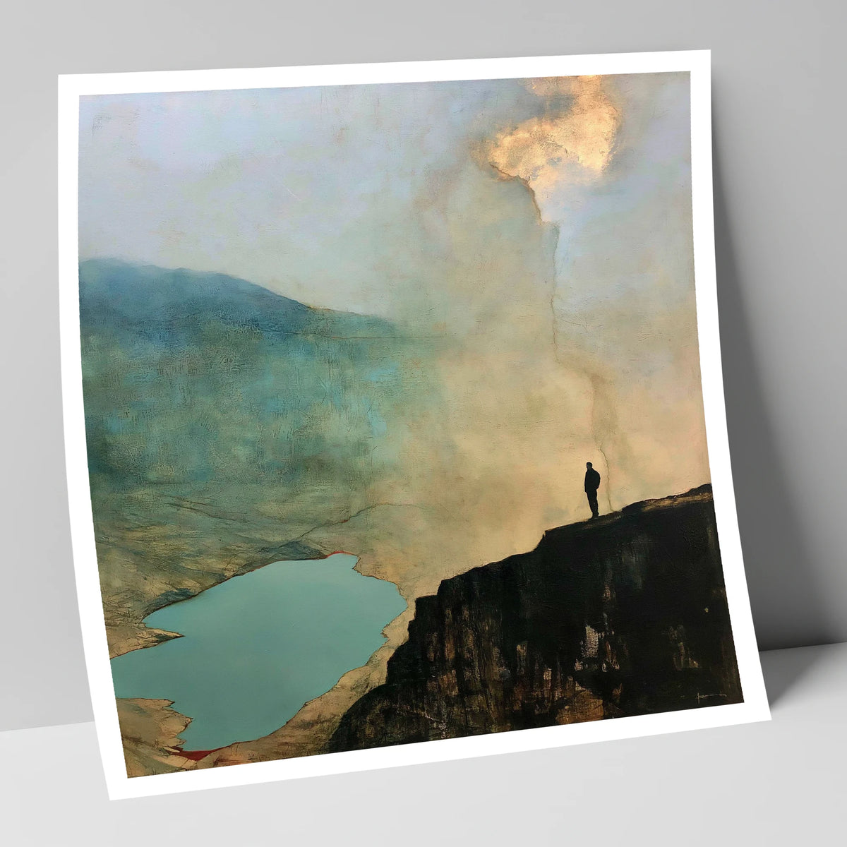 Helvellyn Walker Beneath Golden Clouds lake district fell art print