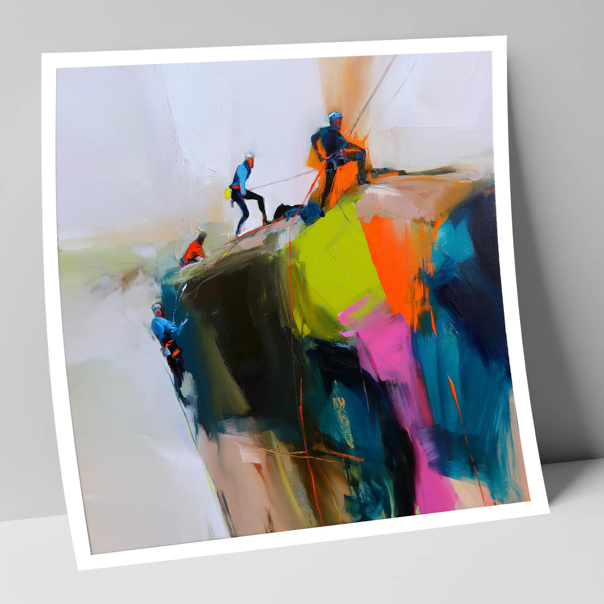 Crag Climbers in Vibrant Colour lake district walking art print