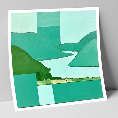 Abstract Glenridding and Ullswater lake district village art print