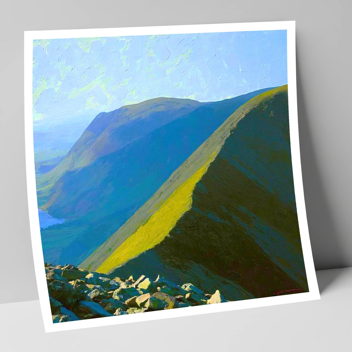 Sunlight on Whiteside Ridge lake district fell art print