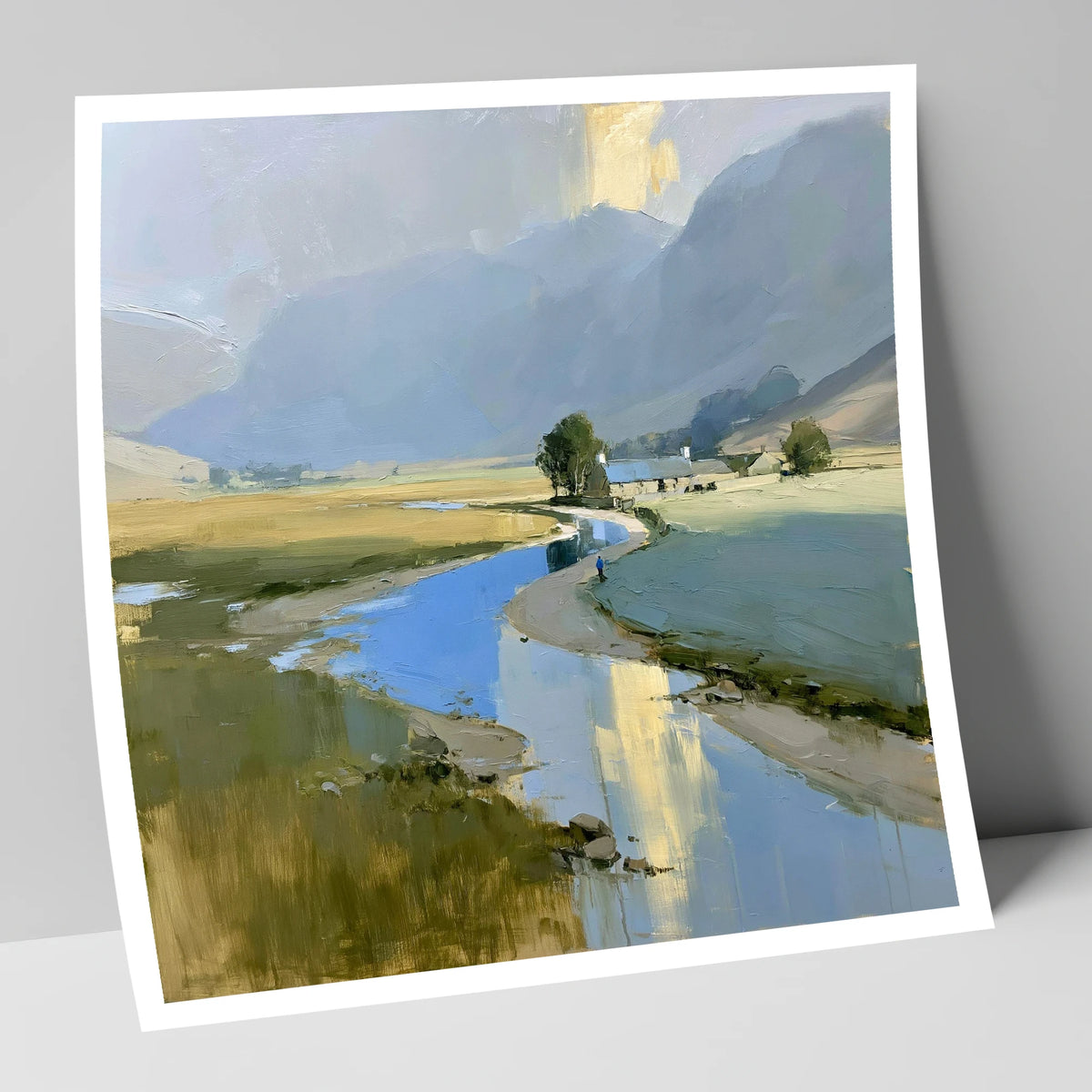 Golden Mist Over the Valley River lake district sky art print