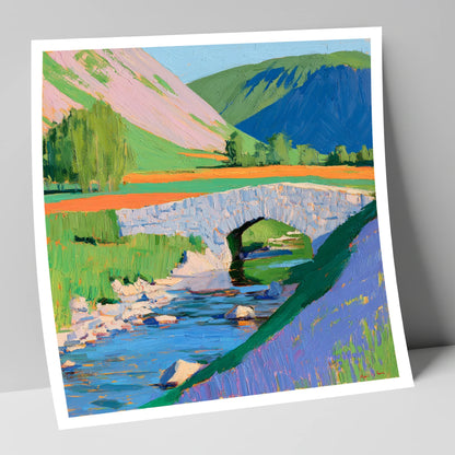 Vibrant Stone Bridge And Beck lake district waterfall art print
