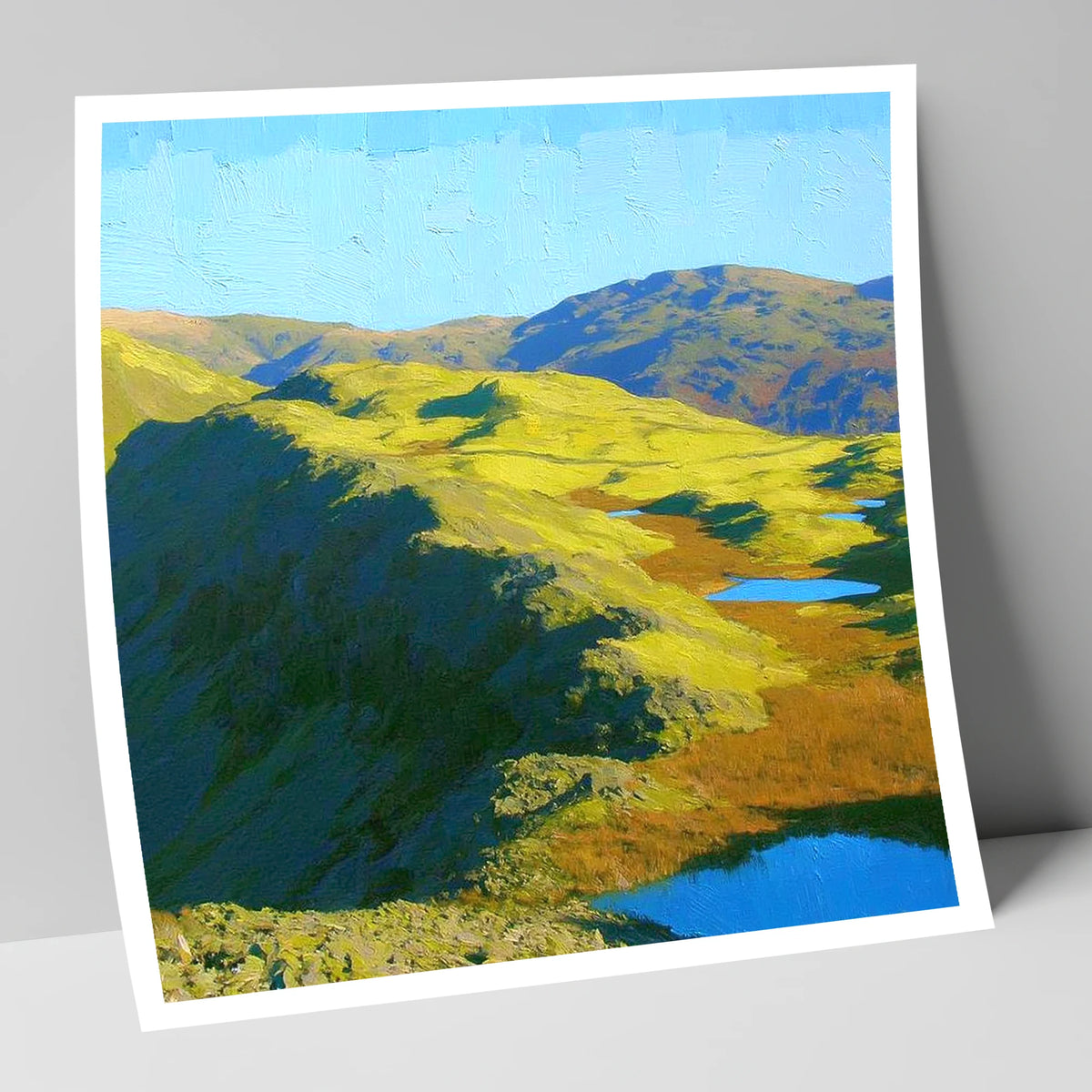 Vibrant Blea Rigg and Tarns lake district fell art print