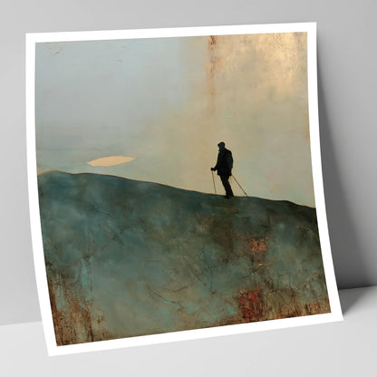 Walker Silhouette on Skiddaw Ridge lake district fell art print
