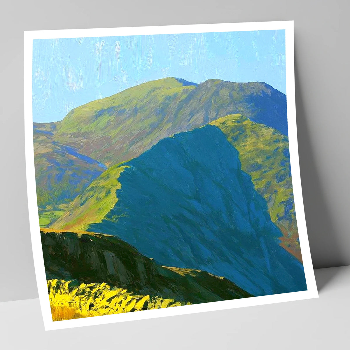 Sunlit Crags of Wetherlam Ridge lake district fell art print