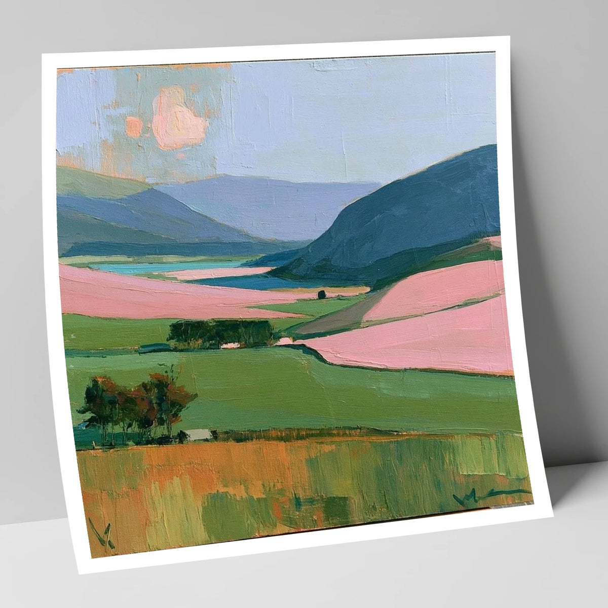 Vibrant Valley and Teal Fells lake district valley art print
