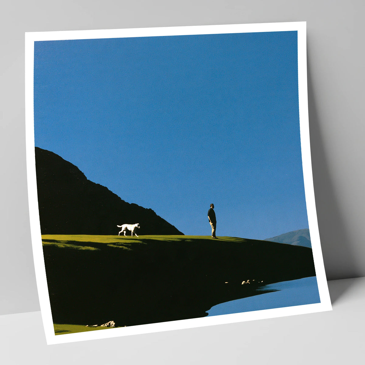 Silhouetted Glenridding Walker and Dog gifts for dog walkers art print