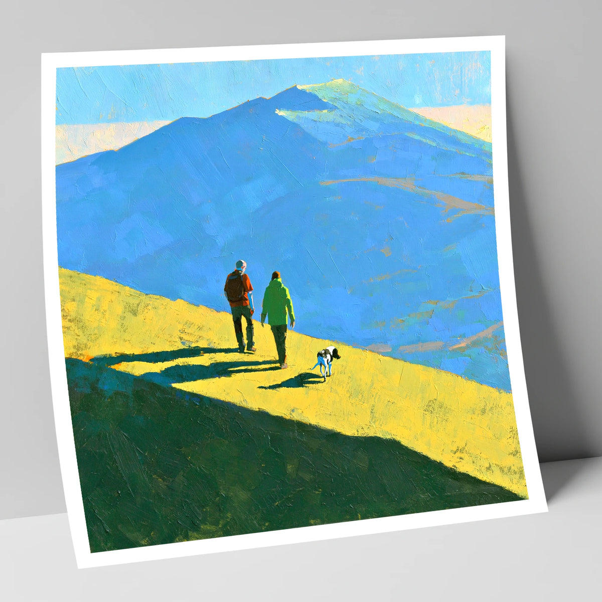 Sunlit Dog Walk on Skiddaw gifts for dog walkers art print